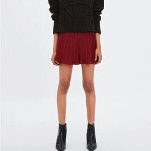 NWT Zara Swingy Pleated Shorts Womens Medium Academia Houndstooth Skort Prep
